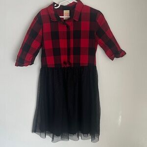 Faded Glory girl’s Red and Black Plaid Kids Dress size 7/8